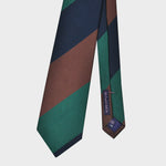 Navy, Brown & Green Bold Stripes Reppe Silk Tie