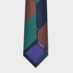 Navy, Brown & Green Bold Stripes Reppe Silk Tie