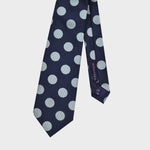 Big Silver Dots on Navy Woven Silk Tie