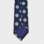 Big Silver Dots on Navy Woven Silk Tie