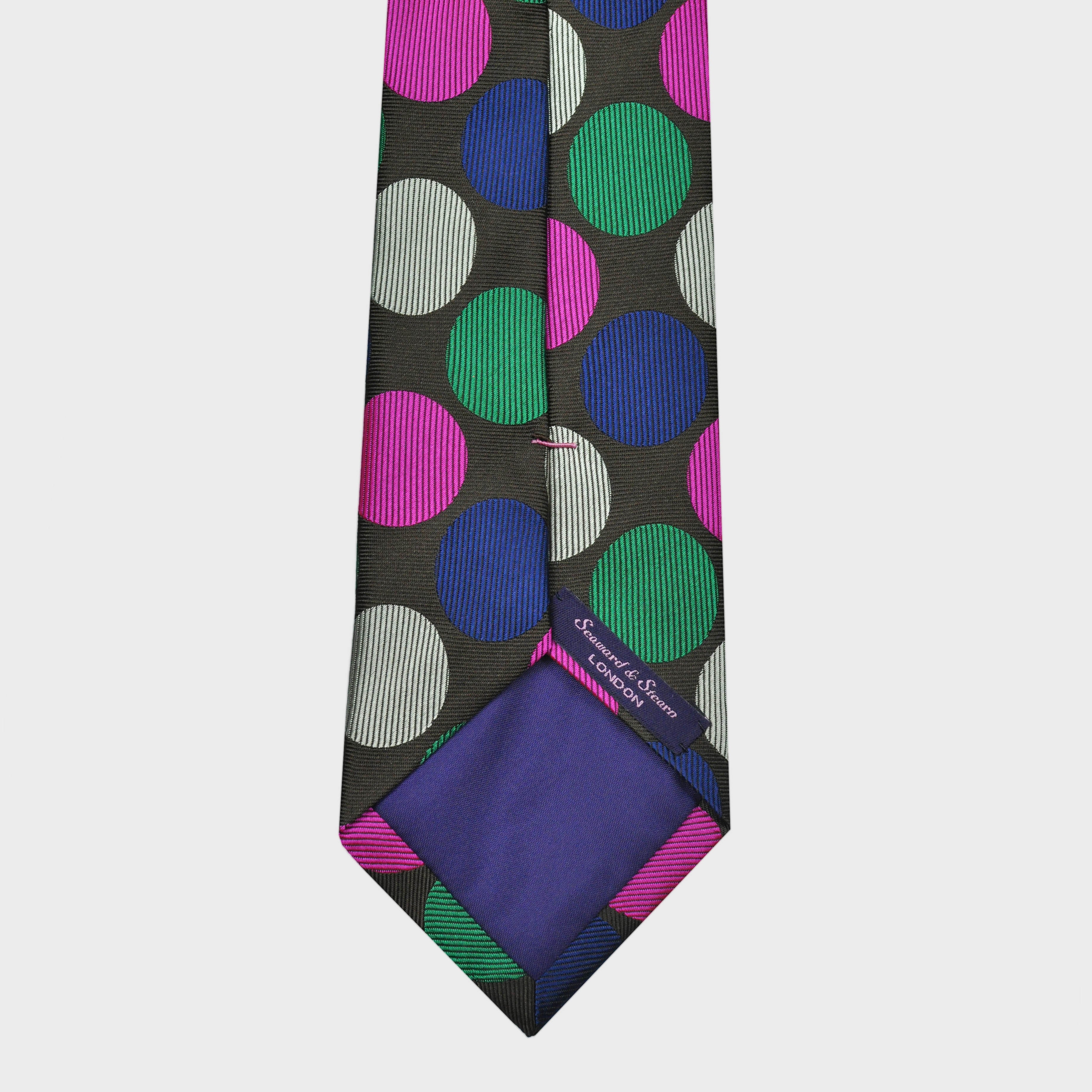 Big Colourful Dots on Brown Woven Silk Tie