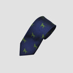 English Woven Silk 'Green Labrador' Tie in Blue