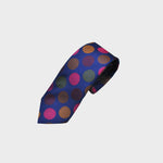 Big Colourful Dots on Blue Woven Silk Tie