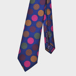 Big Colourful Dots on Blue Woven Silk Tie