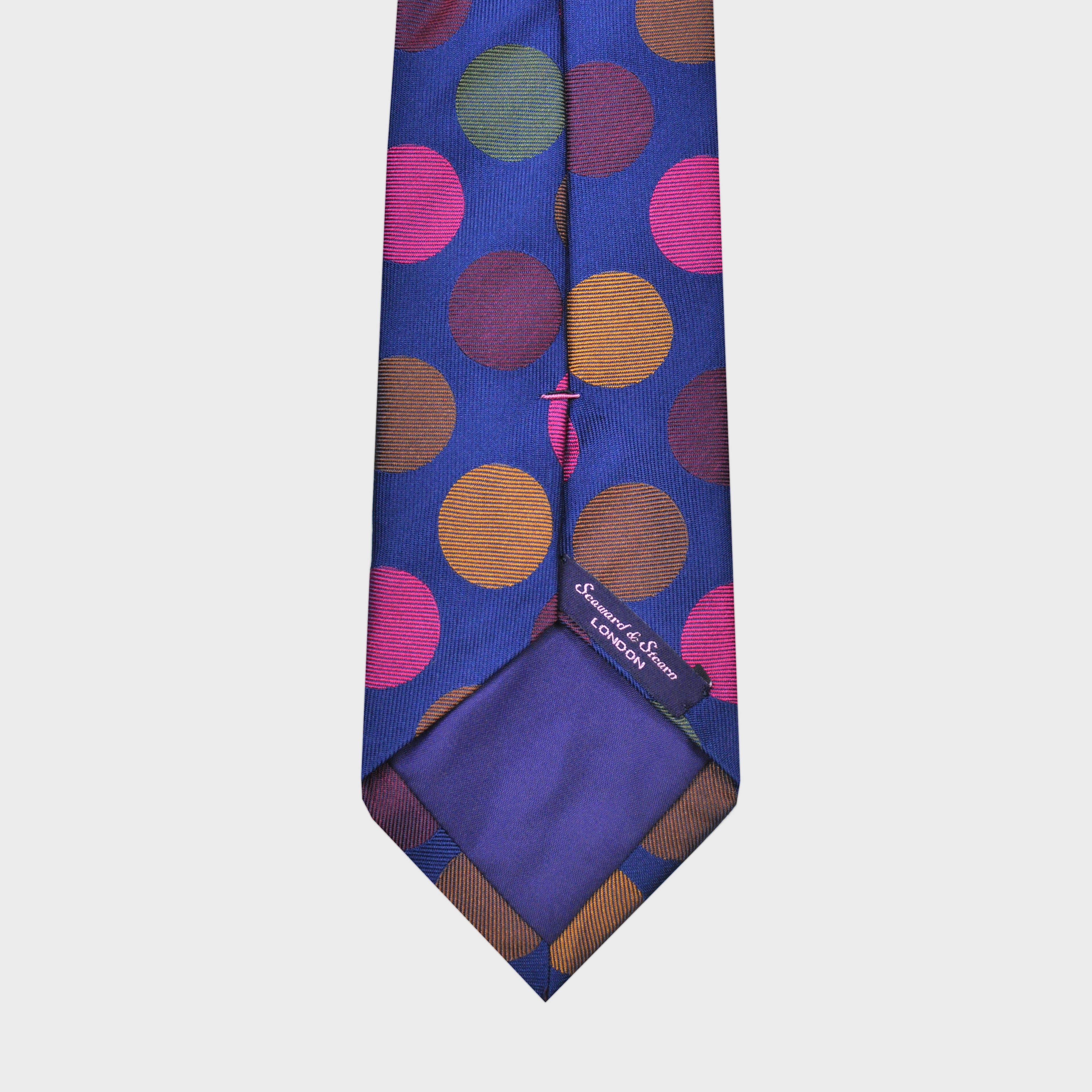 Big Colourful Dots on Blue Woven Silk Tie