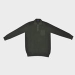 Long Sleeved Ribbed Cotton Polo with Breast Pocket in Green
