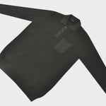Long Sleeved Ribbed Cotton Polo with Breast Pocket in Green
