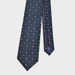 Colourful Dots on Silk Reppe Tie in Petrol Blue