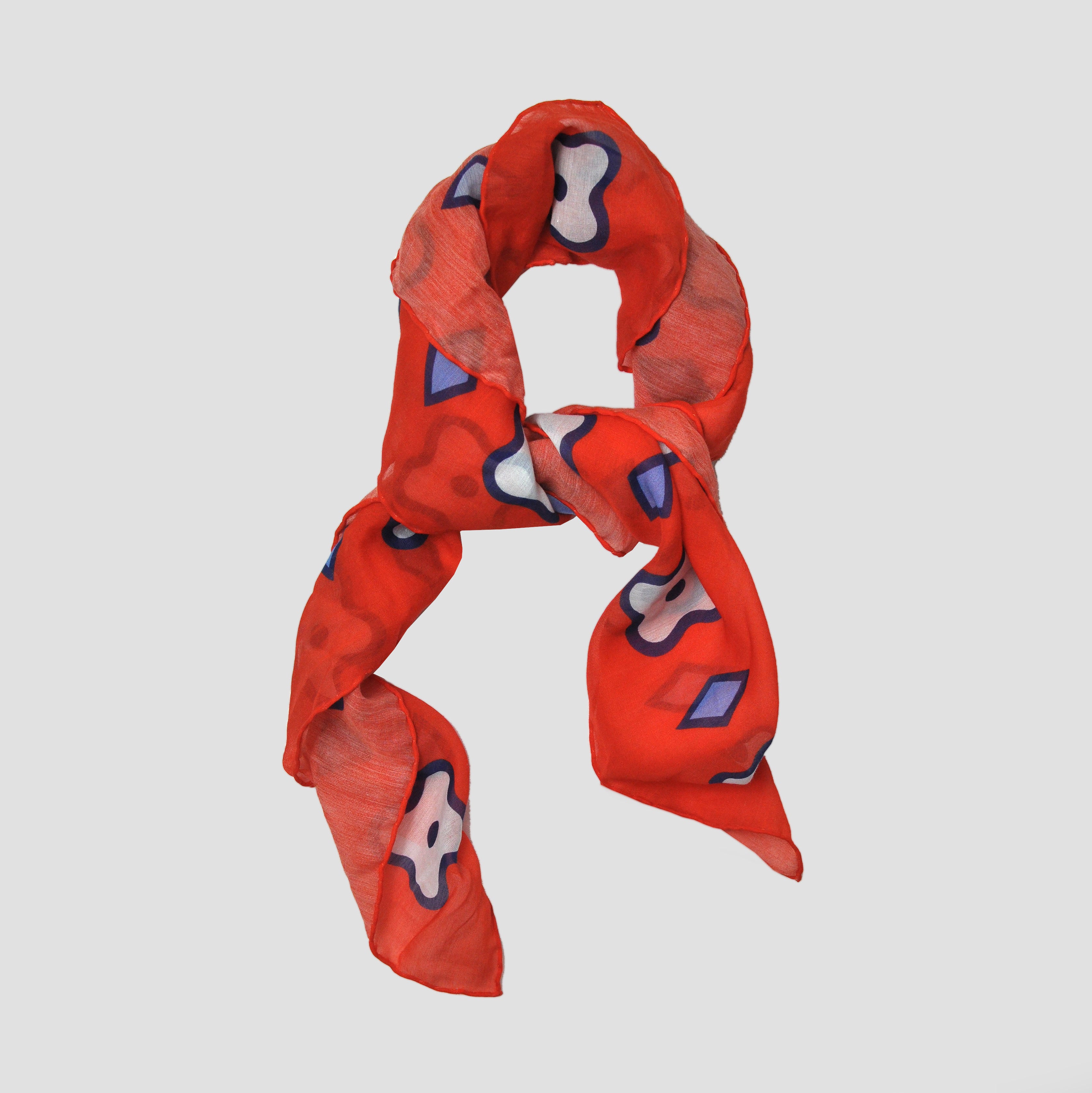 Mix of Shapes Bandana in Red, Blue & White