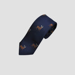 English Woven Silk 'Mighty Stag' Tie in Navy