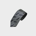 Falling Squares on Charcoal Brown Woven Silk Tie