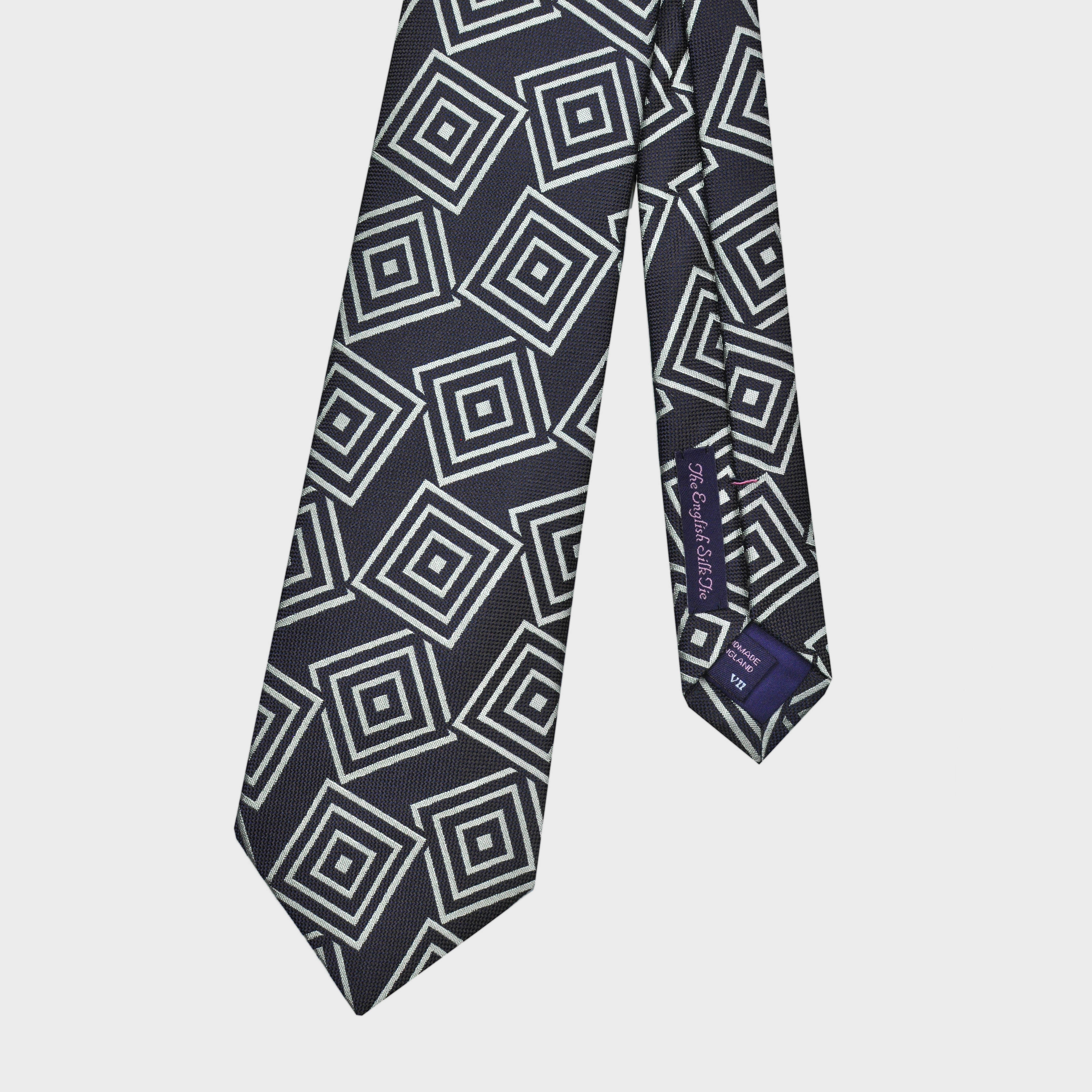 Falling Squares on Charcoal Brown Woven Silk Tie