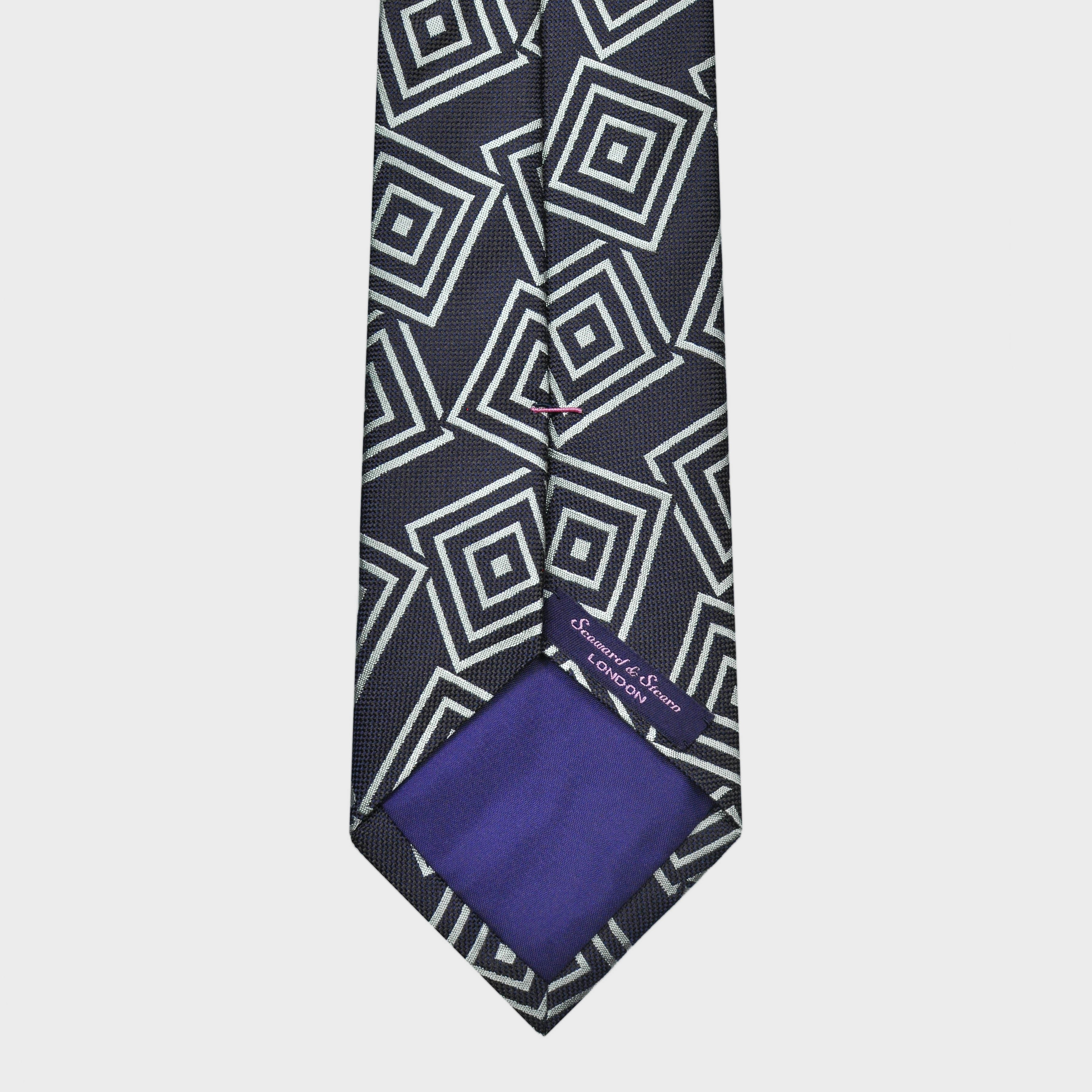 Falling Squares on Charcoal Brown Woven Silk Tie