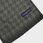 Houndstooth Super Fine Wool Scarf in Olive & Red