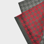 Houndstooth Super Fine Wool Scarf in Olive & Red