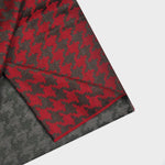 Houndstooth Super Fine Wool Scarf in Olive & Red
