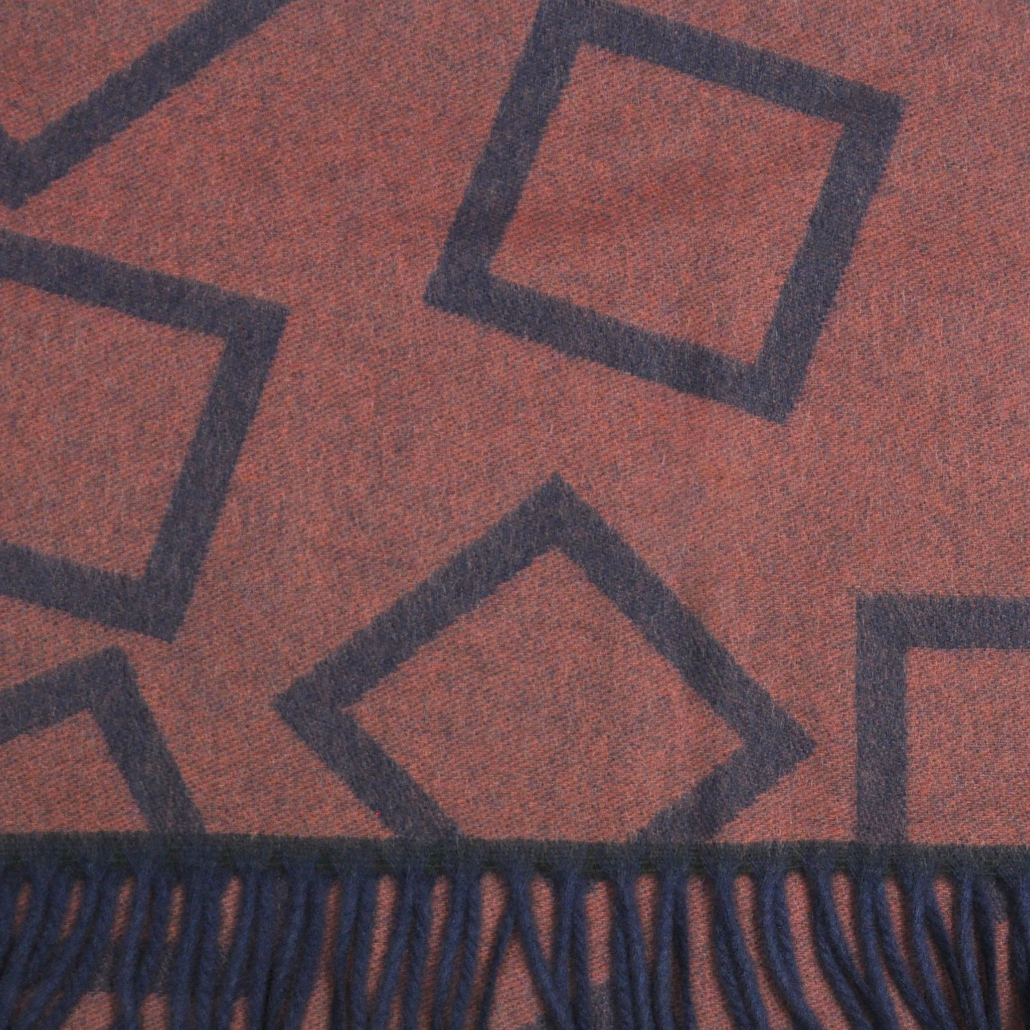 Three Panels of Colour with Geo's Cashmere Scarf in Orange, Blue & Brown
