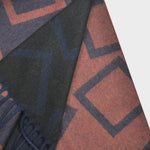 Three Panels of Colour with Geo's Cashmere Scarf in Orange, Blue & Brown