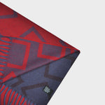 Three Panels of Colour with Geo's Cashmere Scarf in Red, Claret & Blue