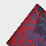 Three Panels of Colour with Geo's Cashmere Scarf in Red, Claret & Blue