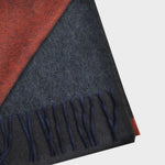 Three Panels of Colour Cashmere Scarf in Rusty Orange, Charcoal & Brown
