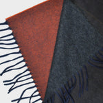 Three Panels of Colour Cashmere Scarf in Rusty Orange, Charcoal & Brown