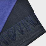 Three Panels of Colour Cashmere Scarf in Blue, Grey & Charcoal