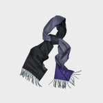 Three Panels of Colour Cashmere Scarf in Violet, Grey & Charcoal