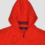 Cotton Zip-up Hooded Jumper in Orange with Blue Bands