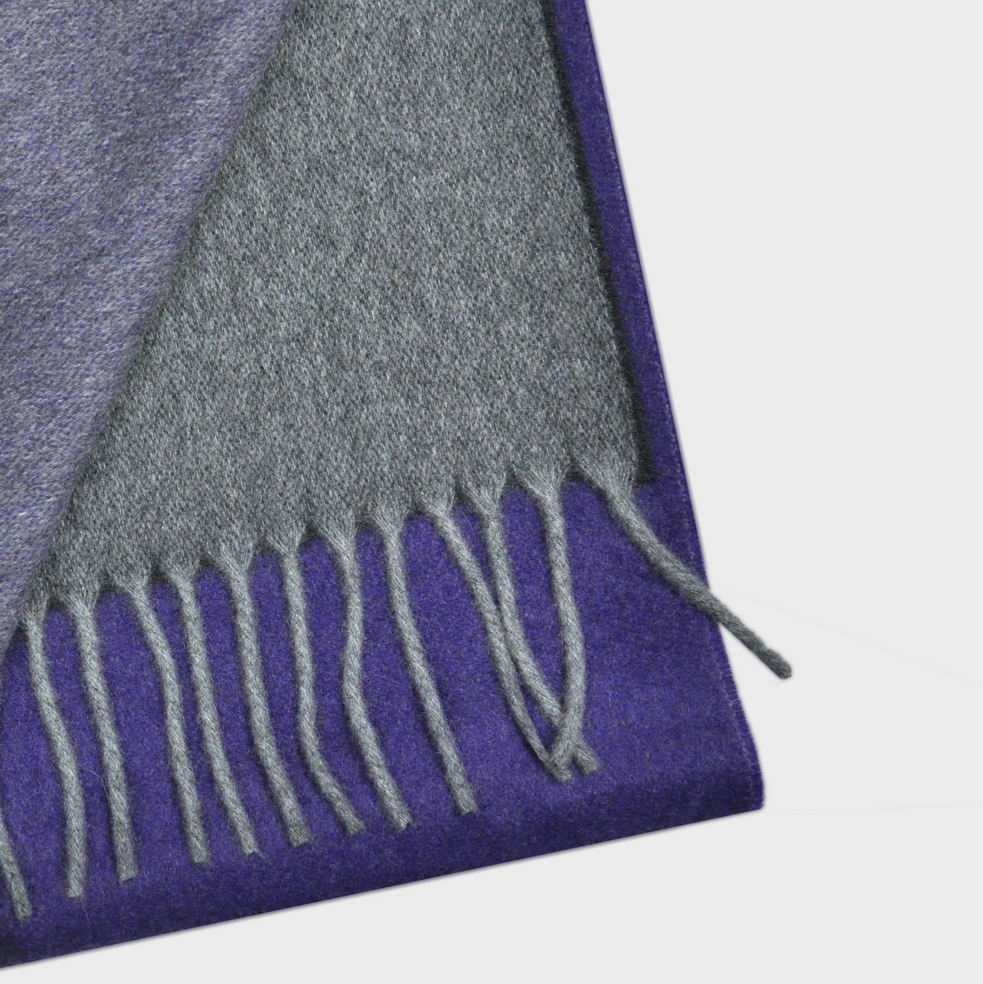 Three Panels of Colour Cashmere Scarf in Violet, Grey & Charcoal