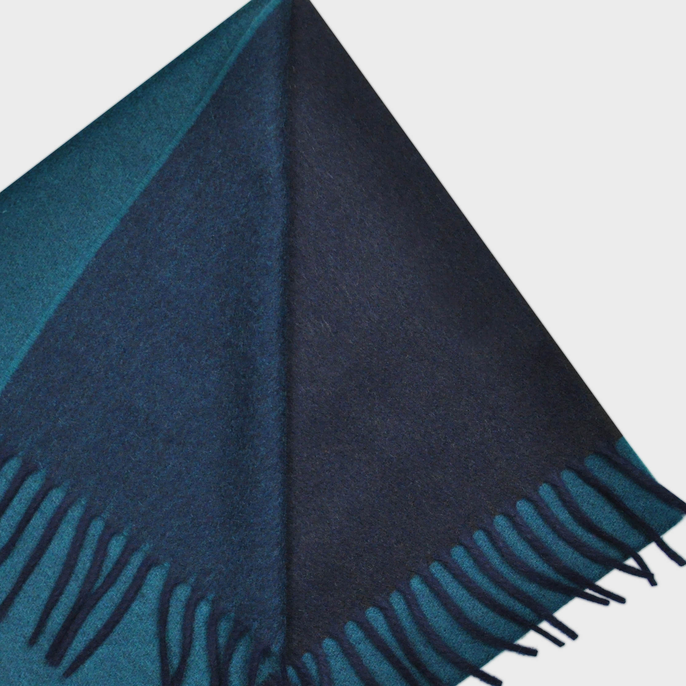 Three Panels of Colour Cashmere Scarf in Teal, Blue & Brown
