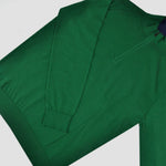Fine Cotton Quarter Zip Collar in Green with Blue Collar