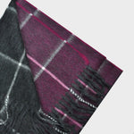 Double Panel Window Pane Wool Scarf in Claret & Grey