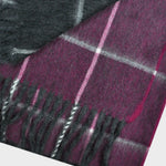 Double Panel Window Pane Wool Scarf in Claret & Grey