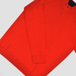 Fine Cotton Quarter Zip Collar in Red with Blue Collar