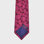 Ornate Paisley Teardops on Natte Silk Tie in Pink & Claret