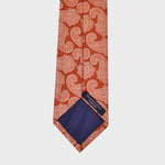 Ornate Paisley Teardops on Natte Silk Tie in Rusty Orange