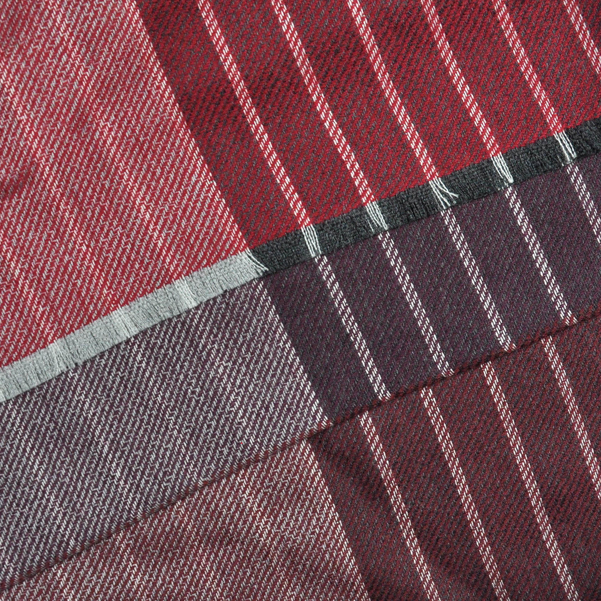 Super Fine Stripe Cashmere Scarf in Claret, Burgundy & Red
