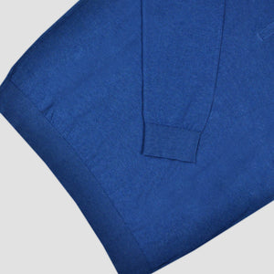 Fine Cotton Quarter Zip Collar in Blue with Grey Collar