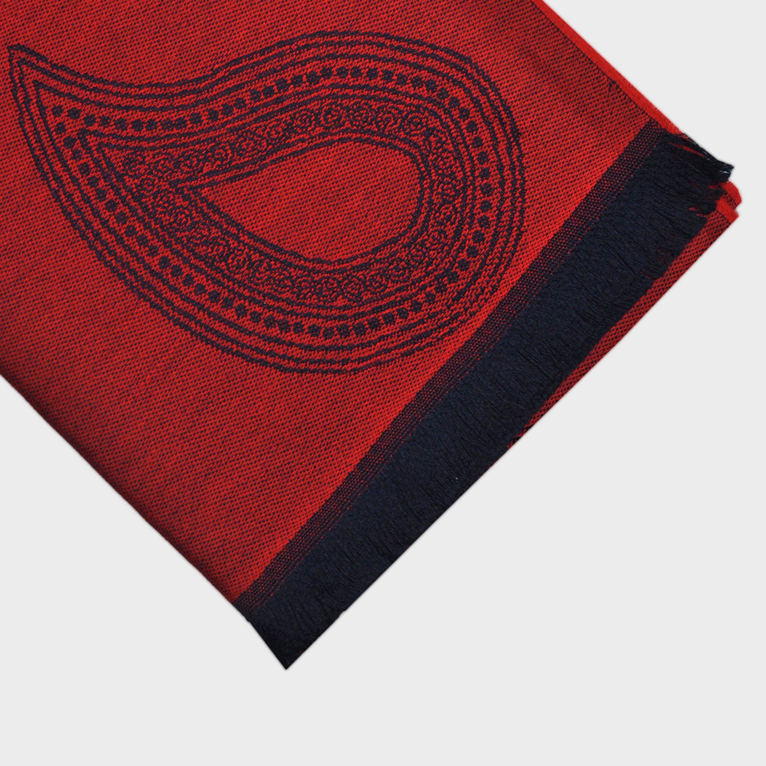 Teardrop Super Fine Wool Scarf in Red & Navy