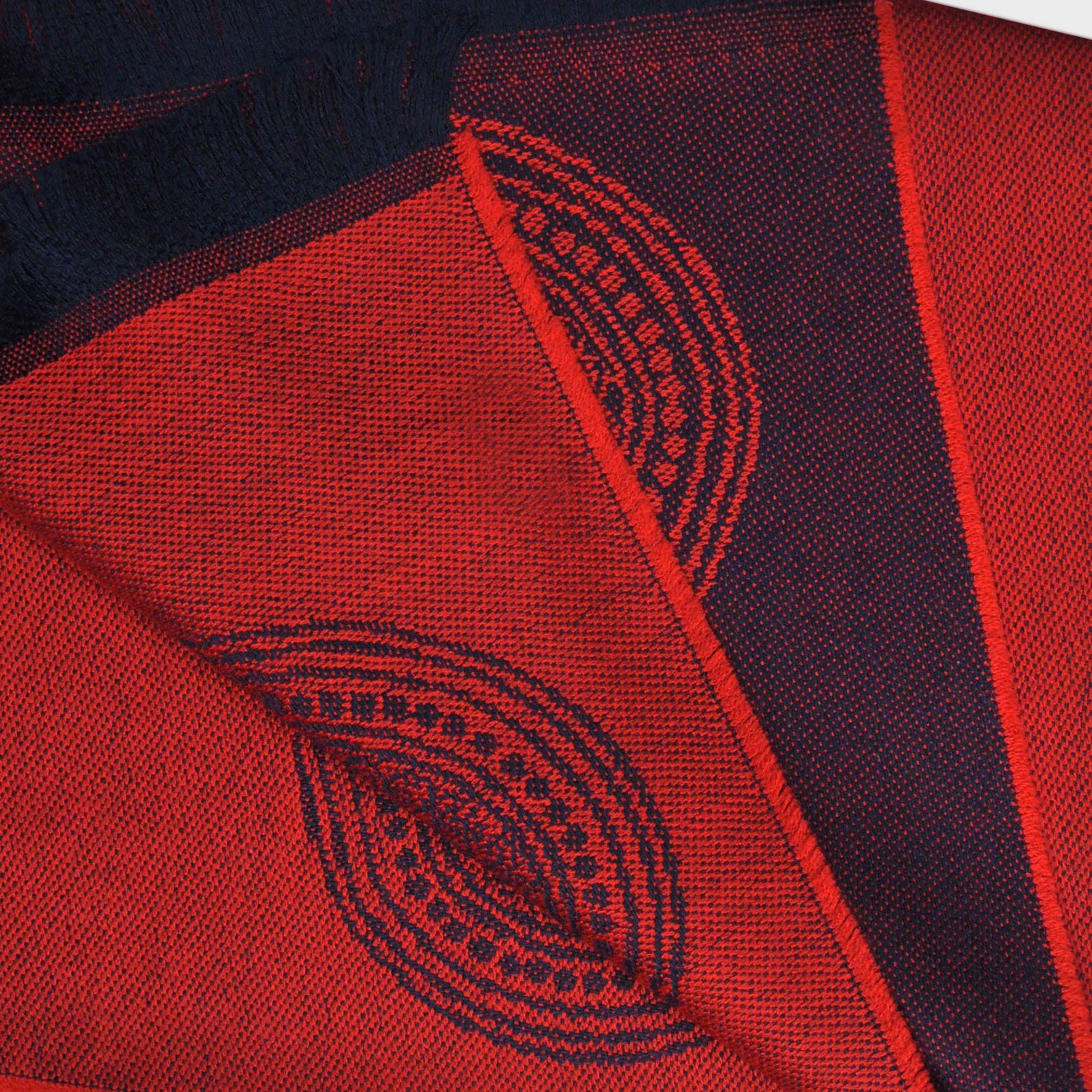Teardrop Super Fine Wool Scarf in Red & Navy