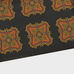 Big Medallions Madder Silk Fringed Scarf with Wool Lining in Browns & Ochre