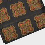 Big Medallions Madder Silk Fringed Scarf with Wool Lining in Browns & Ochre