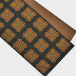 Big Medallions Madder Silk Fringed Scarf with Wool Lining in Browns & Ochre