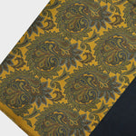 Paisley Madder Silk Fringed Scarf with Wool Lining in Ochre & Lime