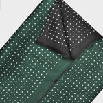 Dotty Double Panel Silk Fringed Scarf Green & Dark Grey