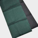 Dotty Double Panel Silk Fringed Scarf Green & Dark Grey