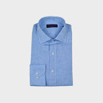 Spread Collar Linen Shirt in Light Blue