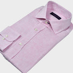 Spread Collar Linen Shirt in Pink
