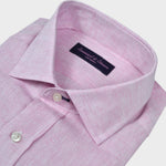 Spread Collar Linen Shirt in Pink